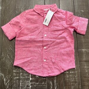 JANIE AND JACK NWT Boys Linen/Cotton Blend Button‎ Down Shirt Size 18-24 months